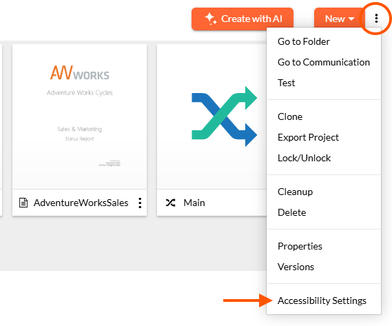Screenshot of accessibility settings