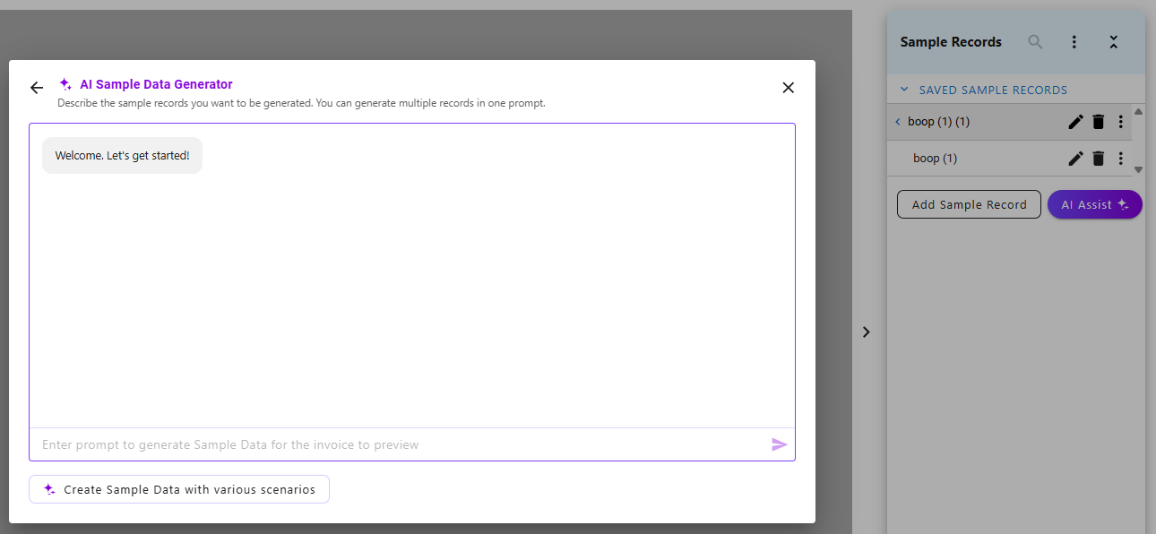 screenshot of sample records panel