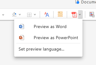 screenshot of Preview dropdown