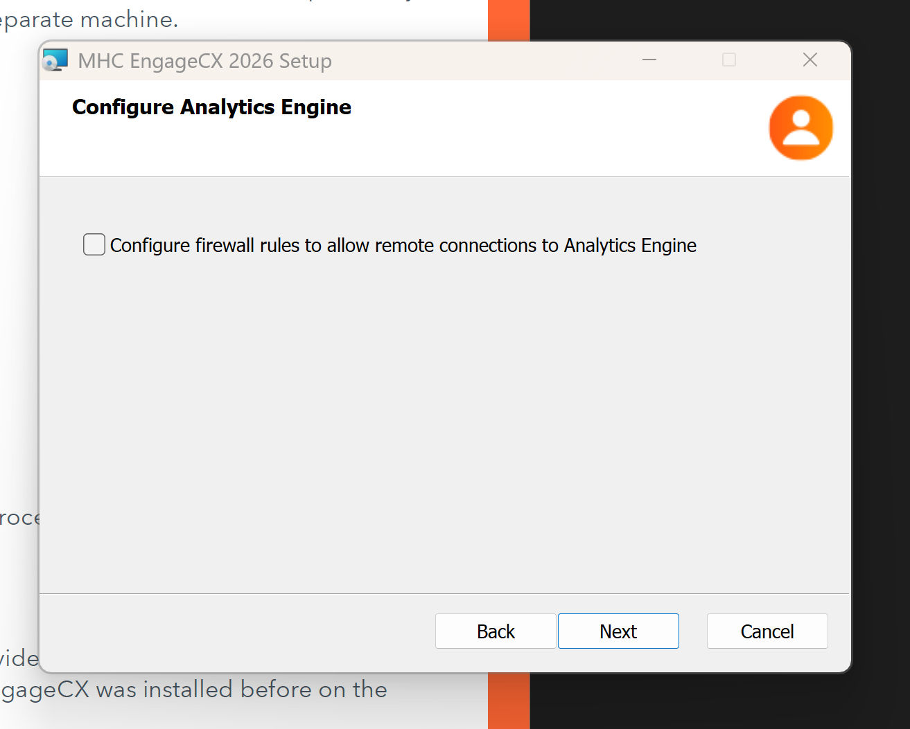 Configure Analytics Engine screen