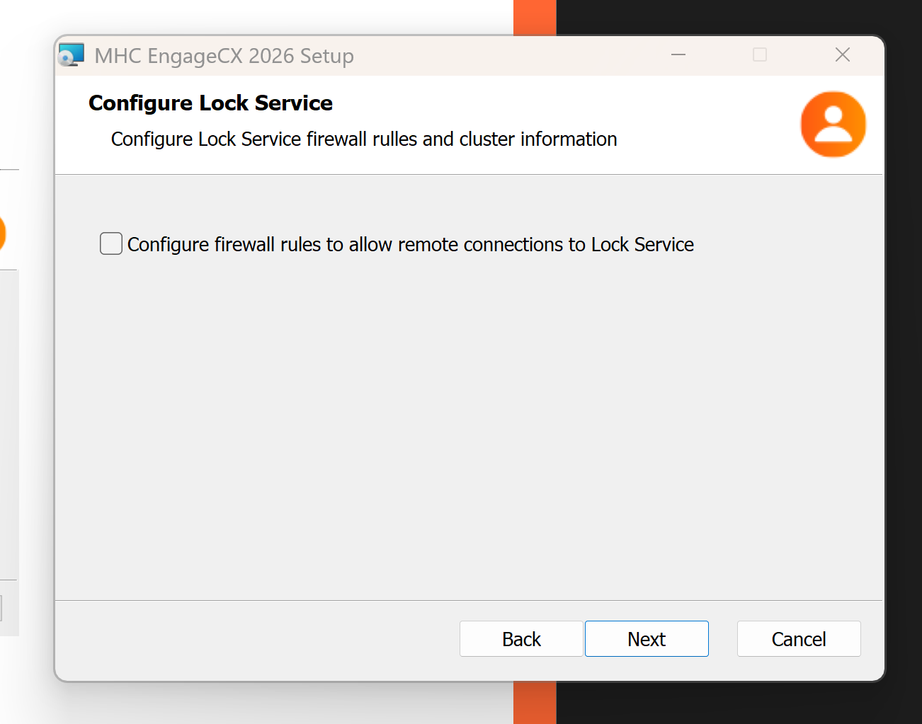 Configure Lock Service screen