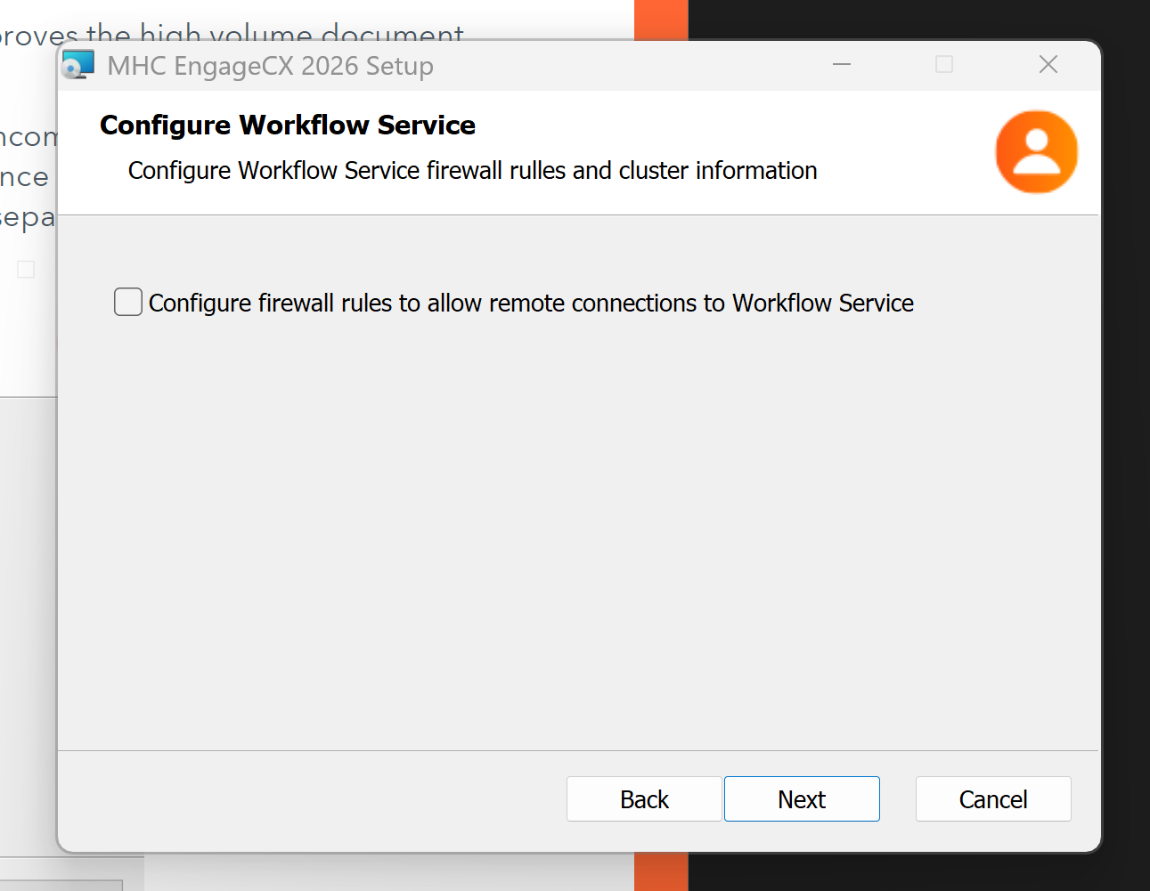 Configure Workflow Service screen
