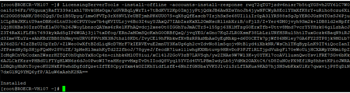 install-offline output ending with "Installed"