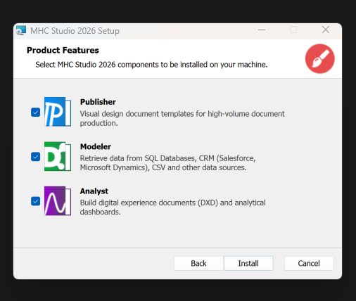 Product Features screen